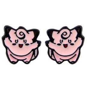3 For $35 Pokemon Clefairy Stainless Steel Enameled Stud Character Earrings